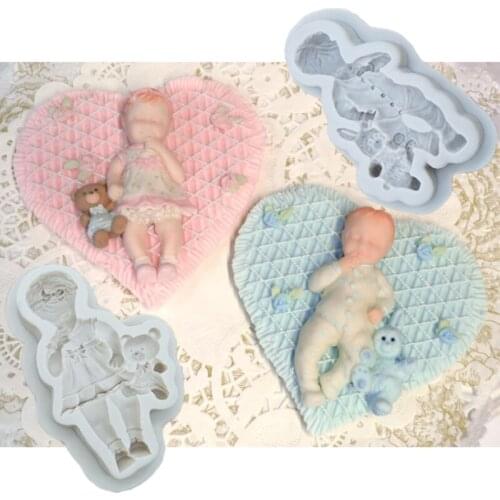 Baby Boy & Girl Molds Fondant Cake Decorating Tools Silicone Molds Sugarcrafts Chocolate Baking Tools for Cakes Gumpaste Form