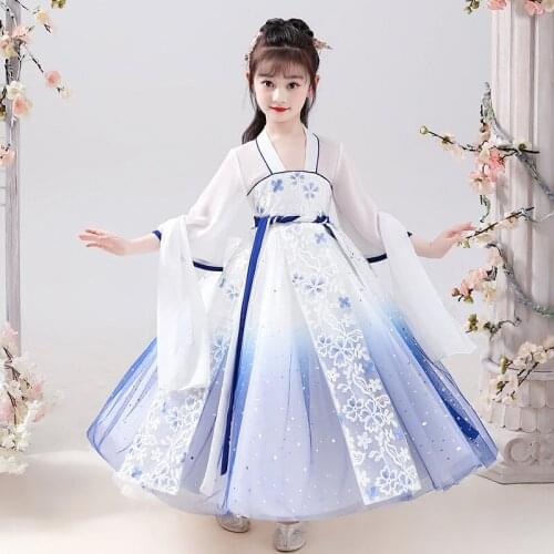 Classic Hanfu Traditional Girls Stage Performance Dress Baby Girl Dress Toddler Girls Chinese Costumes Oriental Chinese Style
