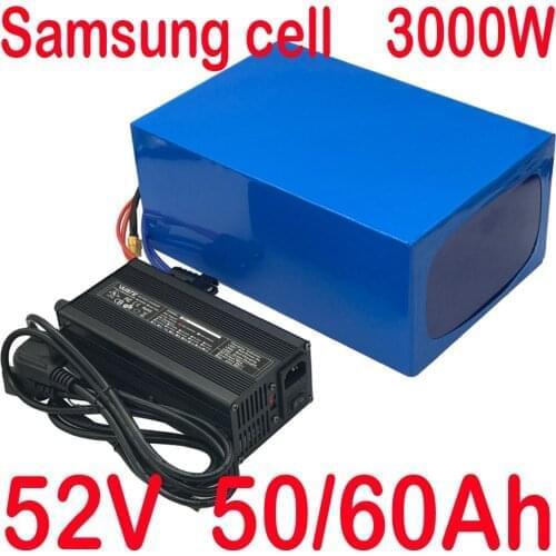 52V E-Bike Batteries 52V 60AH 50AH 40AhH 30AH Electric Bike Lithium Battery 48V 3000W 2000W 1000W Electric Bike Scooter Battery