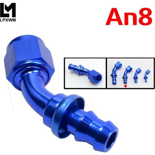 LPXWM- AN8 8AN AN-8 45 Degre Black Push On Lock Socketless Hose End Fitting Adapter LPXWM-SL2045-08-011