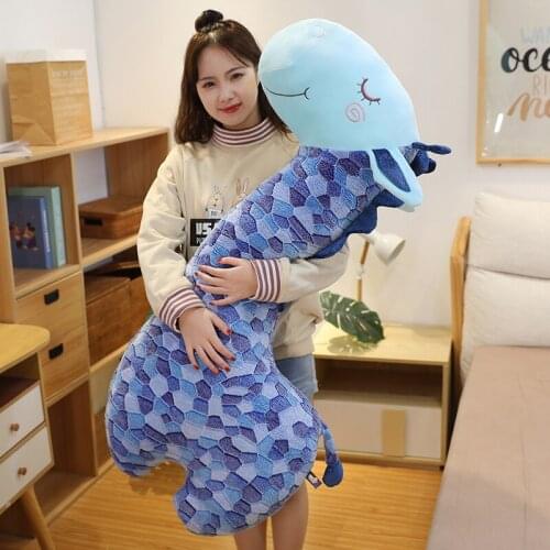 Kawaii Blue Deer Plush Toy Soft Big Stuffed Pillow Home Decor Pantotrichum Animal Crossing Sleep Cushion Girl Kid Birthday Gifts
