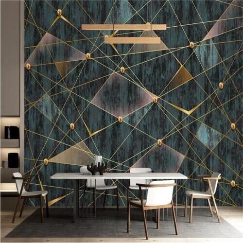 Milofi professional 3D large-scale wallpaper mural now displays Nordic geometric lines, light luxury jewelry TV background wall