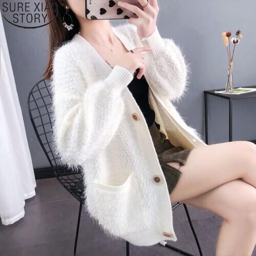 Sweet Sweaters Women Solid Fashion Long Sweater Cardigans Japanese Style 2021 New Knitted Winter Sweater Thicken Jacket 10804