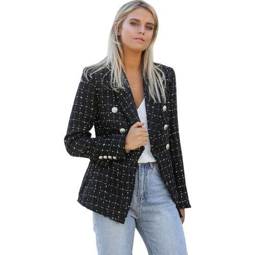 Liva girl 2018 Autumn Winter Fashion Plaid Blazers Women Single Breasted Female Outerwear Ladies Jackets blazer feminino