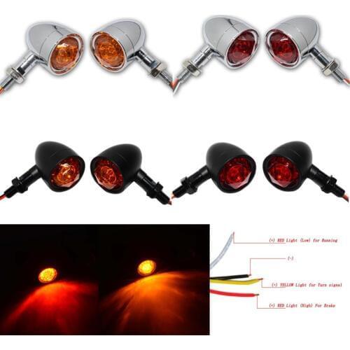 Motorcycle Flashing LED Turn Signals Brake Blinker Light 12v For Harley Chopper Cruiser Bobber Cafe Racer Black Indicator Light