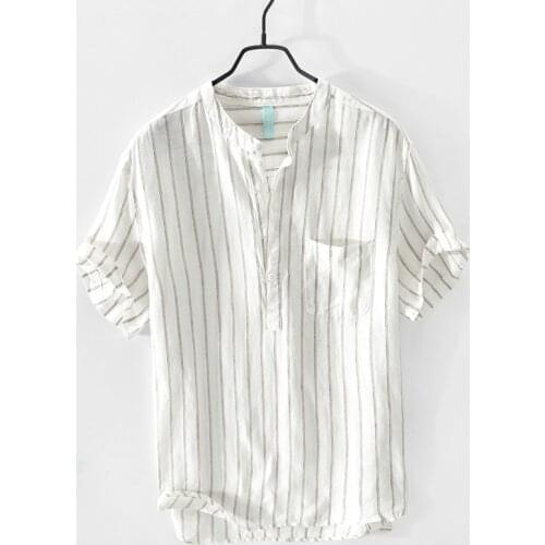 Z915 spring/summer new mens casual linen short-sleeved shirt jacket one hair