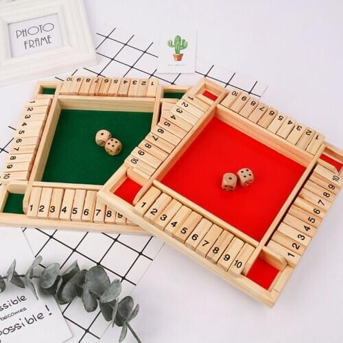New Deluxe Four Sided 10 Numbers Shut The Box Board Game Set Dice Party Club Drinking Games for Adults Families