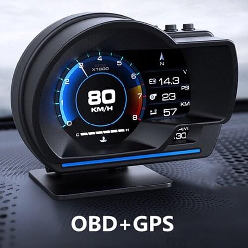 V60 Newest Car Head Up Display OBD2+GPS Smart Car HUD Turbo Gauge Digital Odometer Security Alarm Water&Oil temp RPM Auto Meter