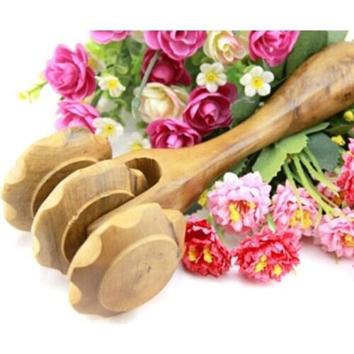 New Hand Push Leg Neck Waist Massage Wheel Device Thin Leg Massage Roller Vietnamese Wood Back Massage Stick Sandalwood Lunar