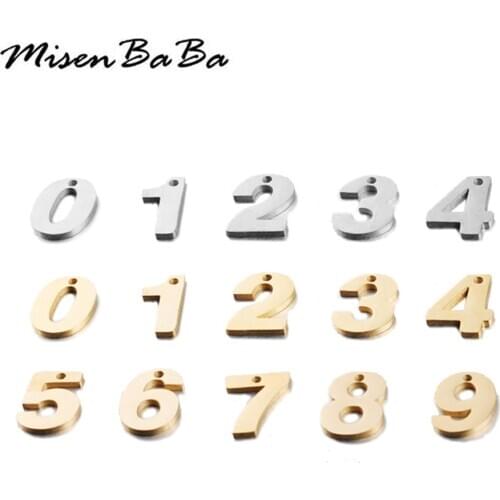5PCS/lot Stainless Steel 0~9 Arabic Numerals Charm Pendant Fift Necklace Jewelry Making Handmade Accessories