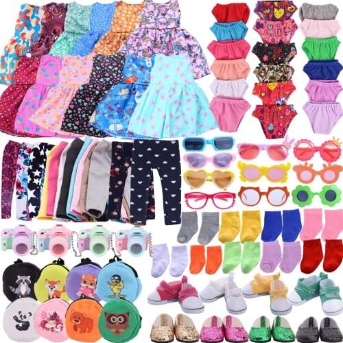 Doll Clothes 1Set = 8Pcs Doll Clothes Shoes Accessories For 18 Inch American Dolls 43 Cm Baby Rebon Generation Baby Clothes,Toys