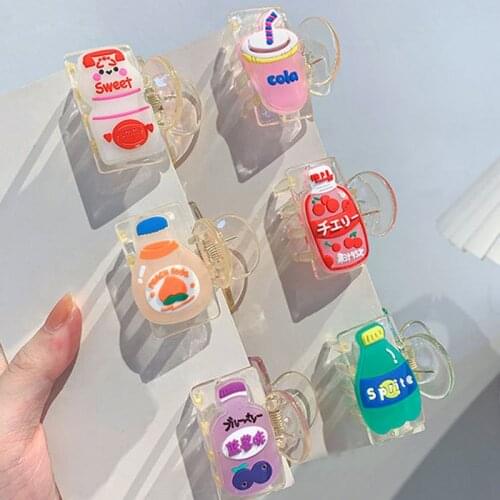 Multicolor Sweet Cartoon Plastic Bottle Juice Drink Small Catch Clip For Girl Haie Accessory