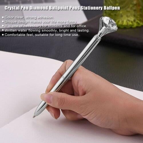 Luxury Portable Big Crystal Pen Diamond Ballpoint Pens Stationery Ballpen Home Office School Supplies