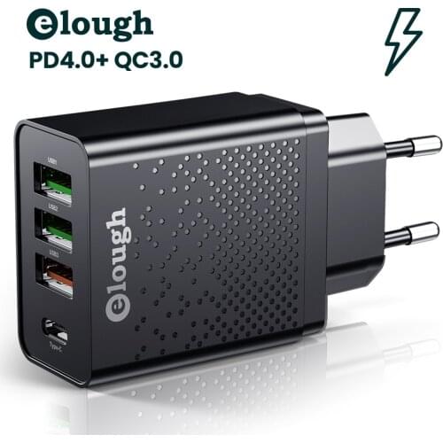Elough Quick Charge PD 4.0 QC 3.0 USB Type C Charger 4 Port 20W Wall Fast Charging For iPhone 11 Pro Huawei Xiaomi PD Charger