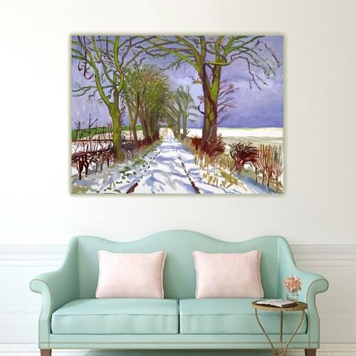 Citon David Hockney《Winter Tunnel With Snow》Canvas Art Oil Painting Artwork Poster Picture Wall Background Decor Home Decoration