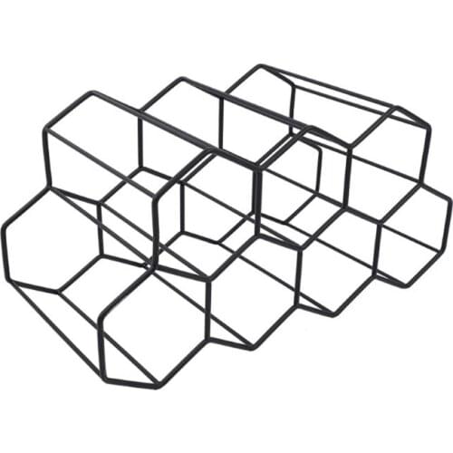 Modern Metal Honeycomb Wine Rack Wine Bottle Storage Beehive Tabletop Wine Rack Hexagon 9 Bottle Wine Holder Display