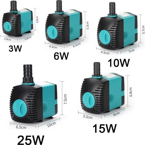 Submersible Water Pump Fish Pond Aquarium Water Pump Ultra-quiet Fish Tank Fountain Pump for Water cycle 3/6/10/15/25W