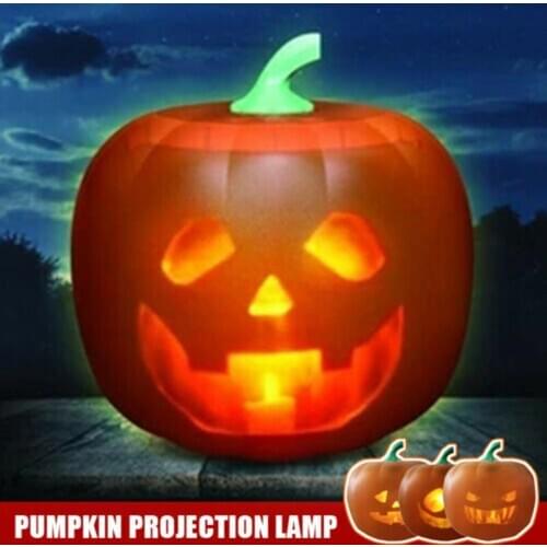 Halloween Flash Talking Singing Animated Led Pumpkin Lantern Toy Projection Lamp With Projector Inside Home Party Decor Funny