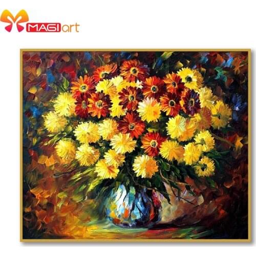Cross stitch kits Embroidery needlework sets 11CT water soluble canvas patterns 14CT Yellow chrysanthemum -NCMF332