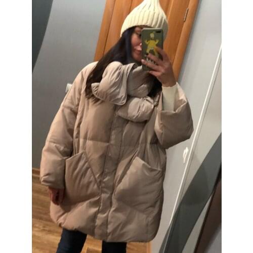 2021 Winter Scarf Big Size Jacket Women 90% White Duck Down Coat Round Neck Loose Thick Parkas Female Warm Snow Outwear