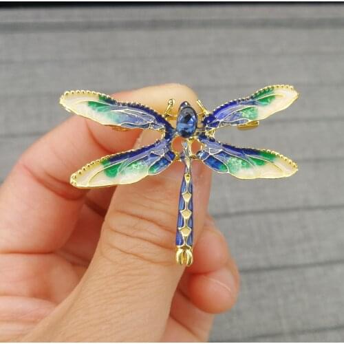 Crystal Vintage Dragonfly Brooches for Women Large Insect Brooch Pin Fashion Dress Coat Accessories Cute Jewelry
