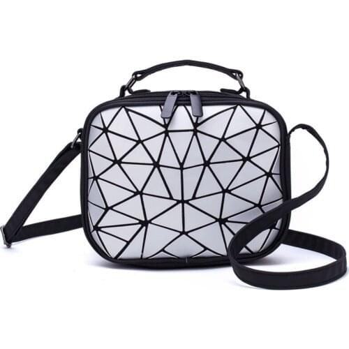 Women Laser Luminous Holographic Handbags Crossbody Bags for Women 2021 Shoulder Bag Geometric Plaid Hologram Small Square Bags