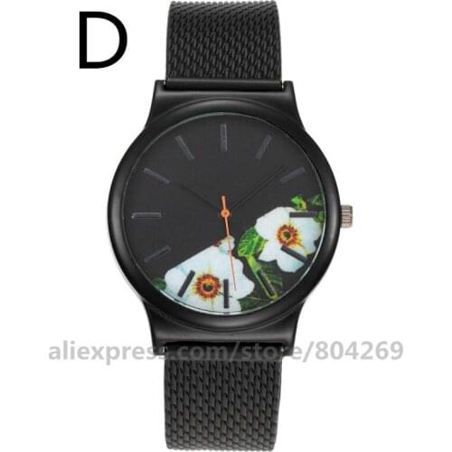 Flower Women PVC Casual Starry Wristwatch Sleek Minimalist Watches Round Ladies Quartz Watches