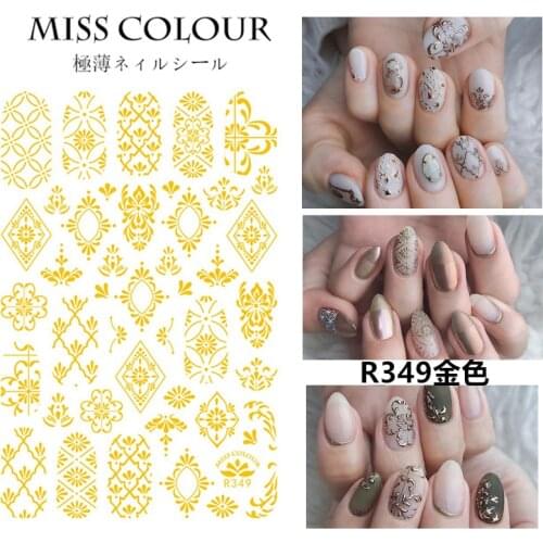 1pc 3D Nail Sticker Holographic Gold Metallic Adhesive Transfer Decals Coconut Tree Leaf Manicure Stickers Nail Art Decorations