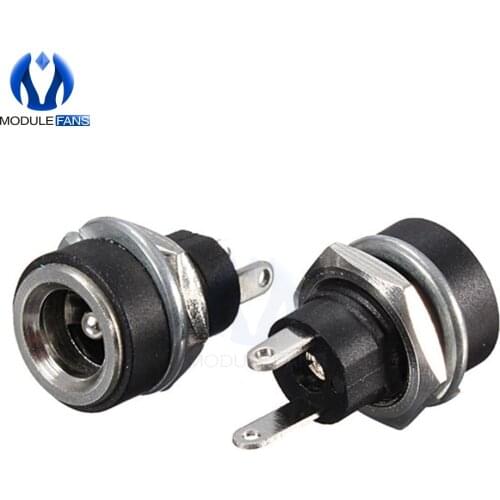 10Pcs 3A 12v For DC To DC plug Adapter Power Supply Female Panel Mount Connector 5.5mm 2.1mm Plug Adapter 2 Terminal 5.5*2.1