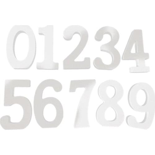 10PCS 8CM Simple Wooden Number Decor Modern Table Number Decoration Wedding Table White Numbers Sign Decor Desktop Number Seat