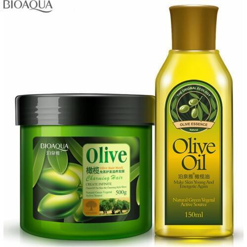 2Pcs/lot Herbal Hair Care Products Set Olive Oil Hair Mask Hair Essential Oils Scalp Treatment Conditioner for Dry Damaged Hairs