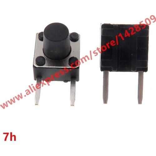 200PCS/LOT 6X6mmX7mm Black Mini Push Button Momentary Tact Button Switch Copper Side Two Pin DIP