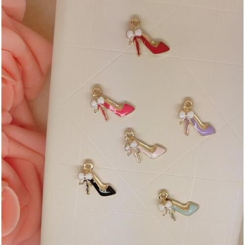 20pcs/lot high-heeled shoes size 15*12mm pendant alloy enamel charm DIY accessories of necklace bracelet headdress