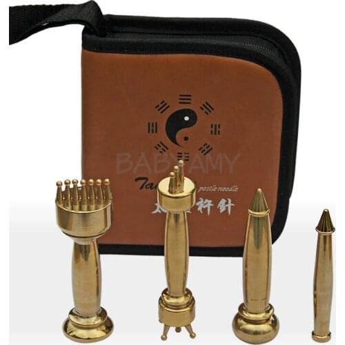 4pcs/Set Fine Copper Pestle Needle Massager Gua Sha Massage Stick Mr. Li Massotherapies Acupuncture therapy