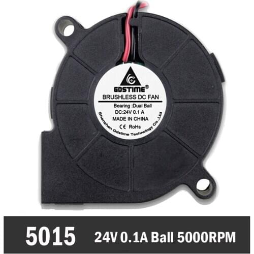50PCS Gdstime 24V 5015 Blower Fan 50MM 50X15MM Dual Ball Bearing Turbo Blower Cooling Cooler for 3D Printer Parts