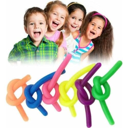 6pcs/lot Soft Rubber Noodle Elastic Rope Toys Stretch String Decompression Toy Stretchy String Fidget Relief Stress Vent Toys