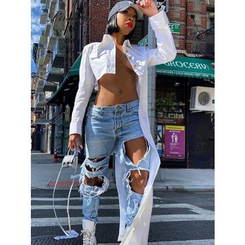 Poshby Asymmetric Young Girl Y2k Shirt Tees White Women Streetwear Crop Top Lapel Button Up Long Sleeve Autumn Winter Cardigans