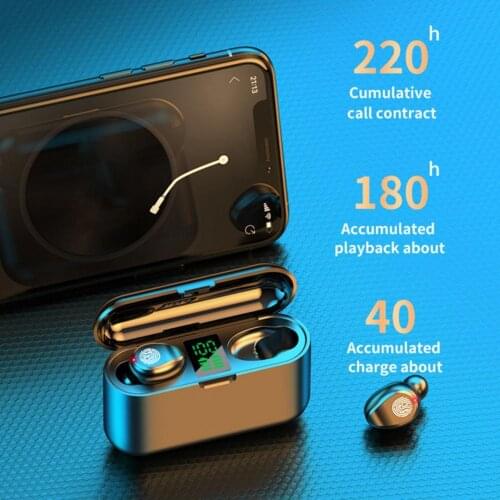 BLUELANS Waterproof Noise Reduction TWS Bluetooth 5.1 Earphone Binaural in-Ear Wireless Touch sports Headset Gaming earphone