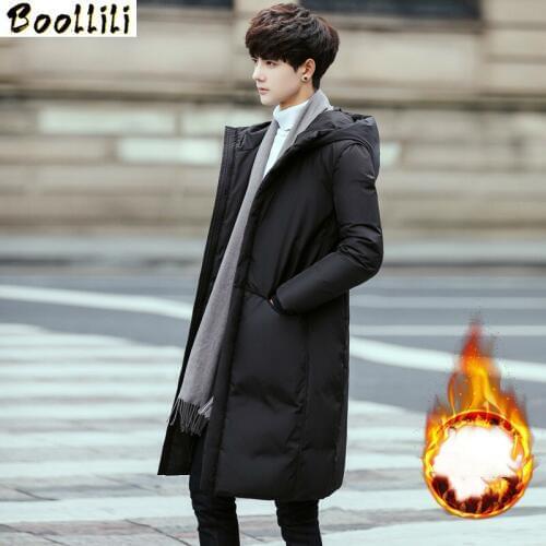 Boollili Winter Mens Down Jacket Thick Long 2020 New Students Handsome White Duck Down Coat Warm Jackets Casaco Masculino