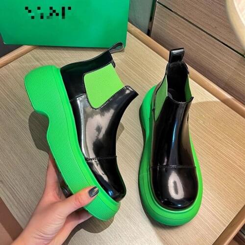 Ankle Boots For Women Autumn Winter Chelsea Boots Leather Thick Bottom Platform Boot Fashion Mixed Colors Botines Mujer Shoes