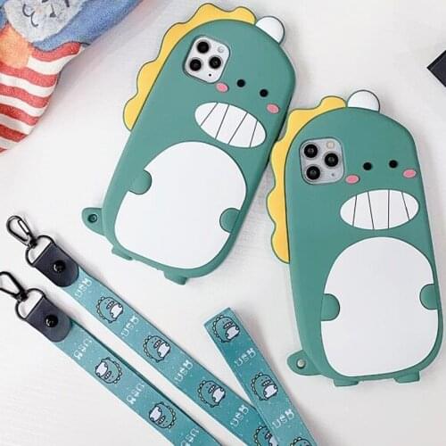 3D Cute Cartoon Happy Dinosaur Phone Case for Apple iPhone XS 11 Pro Max XR X 6 6S 7 8 Plus Soft TPU Silicone Rubber Cover Shell
