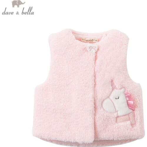 DBH15444 dave bella winter kids girls cute cartoon padded button coat children fashion sleeveless vest