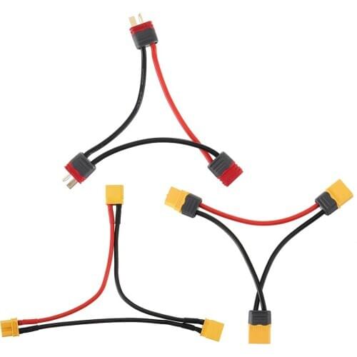 XT60 XT30 Deans T Plug Series Harness Battery Connector Cable Dual Extension Y Splitter Silicone Wire
