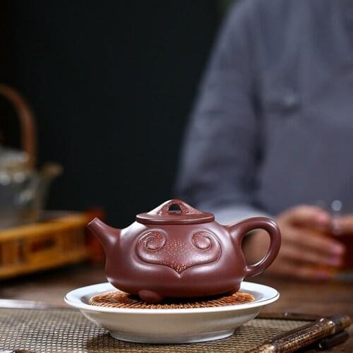 Yixing Purple Clay tea raw ore purple mud hand-paved sand Ruyi stone scoop teapot Kung Fu tea set teapot 330ml