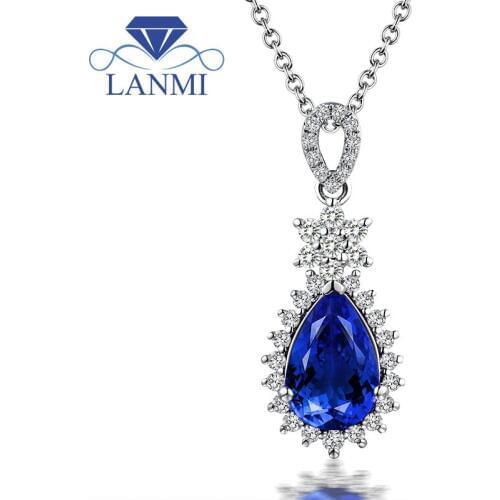 1.46ct AAA Natural Tanzanite Pendants Pear Shape 18K White Gold ,Diamond 750 Gold Pendant Luxury Tanzanite Jewelry LJ14D113