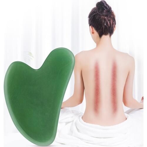 Horn Line Scraping Crystal Plate Jade Heart Shape Gua Sha Scraping Massage Tool Spa Acupuncture Scraper for Back Face Arm Leg