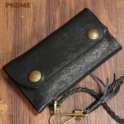 Fashion high-quality genuine leather mens anti-theft clutch purse original design luxury natural cowhide womens phone purse