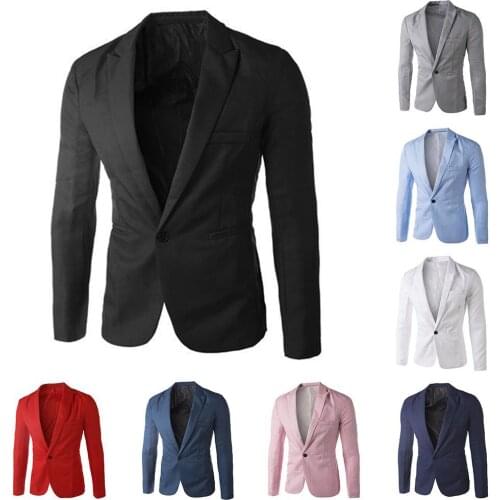 Casual Blazer Men Jackets Solid Color Men Blazers Long Sleeve Single Button Lapel Slim Suit Blazers Men Outwear veste homme