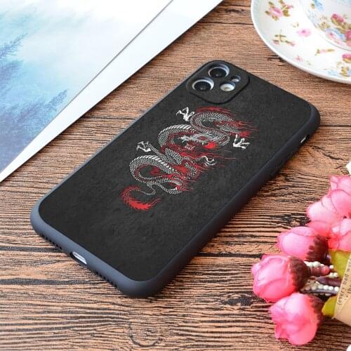 For iPhone Asian Dragon Print Soft Matt Apple iPhone Case