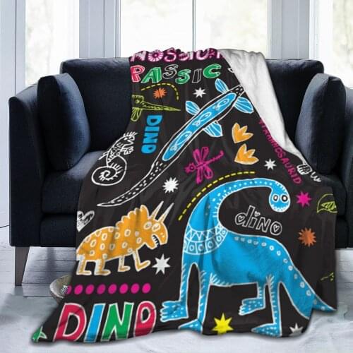 Cute Cartoon Dinosaurs Pattern Super Soft Fleece Blanket For Kid Adult Colorful Summer Winter Family Dropship Decorative Throws